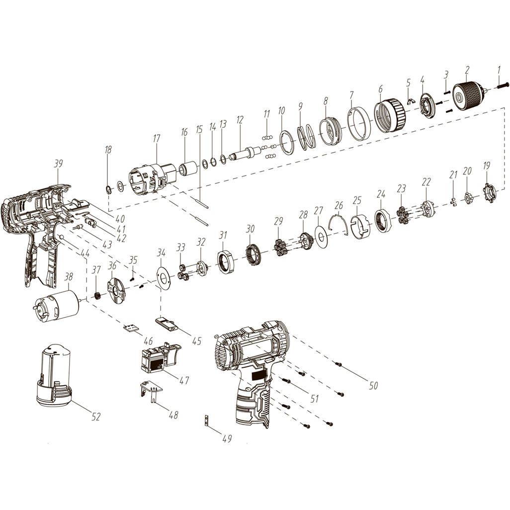 Дрель-шуруповерт, 1 АКБ (1.3 Ач), в коробке ДШЛ-121